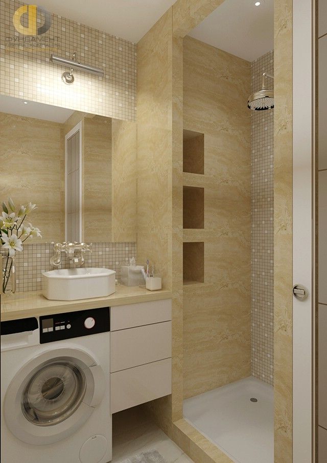 Интерьер трехкомнатной квартиры 107 кв. м в стиле арт-деко. Дизайн  ванной ванной