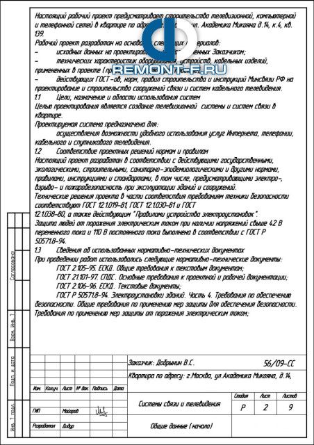 Системы связи и телевидения (115 кв.м) фото 2010 года