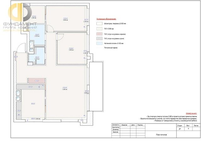 Рабочий чертеж дизайн-проекта трехкомнатной квартиры 107 кв. м. Стр. 25