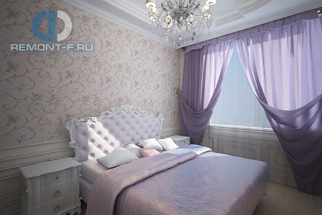 Дизайн спальни в сиреневом цвете - фото