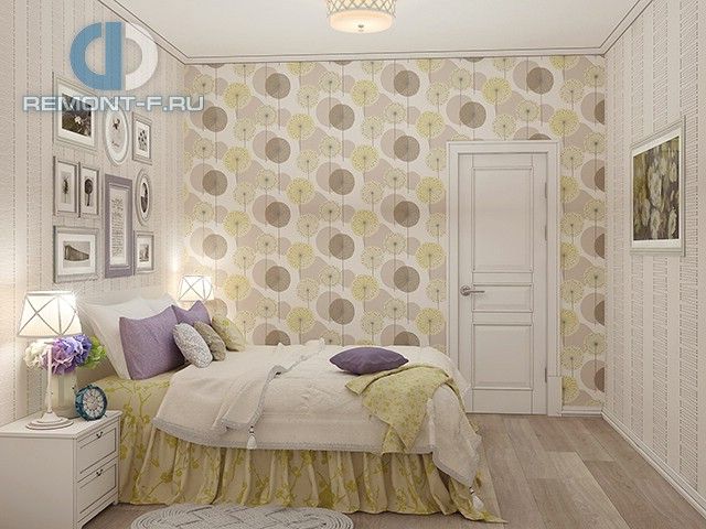Интерьер спальни в двухкомнатной квартире 47 кв. м в стиле прованс в Одинцово