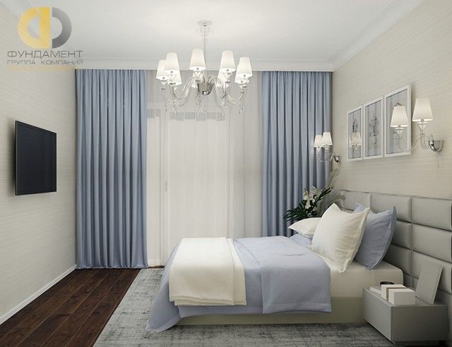 Интерьер трехкомнатной квартиры 107 кв. м в стиле арт-деко. Фото  спальни спальни