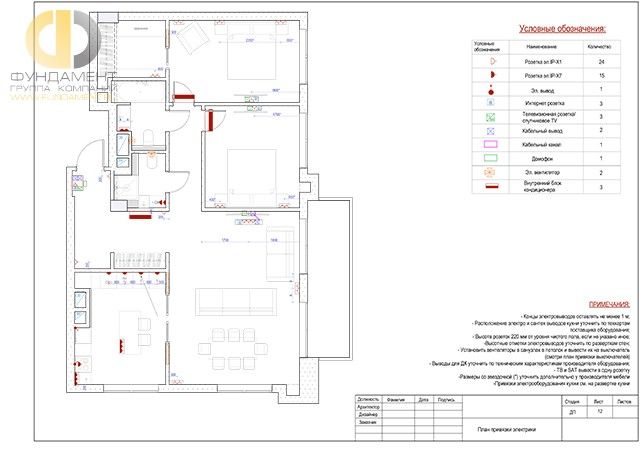 Рабочий чертеж дизайн-проекта трехкомнатной квартиры 107 кв. м. Стр. 28