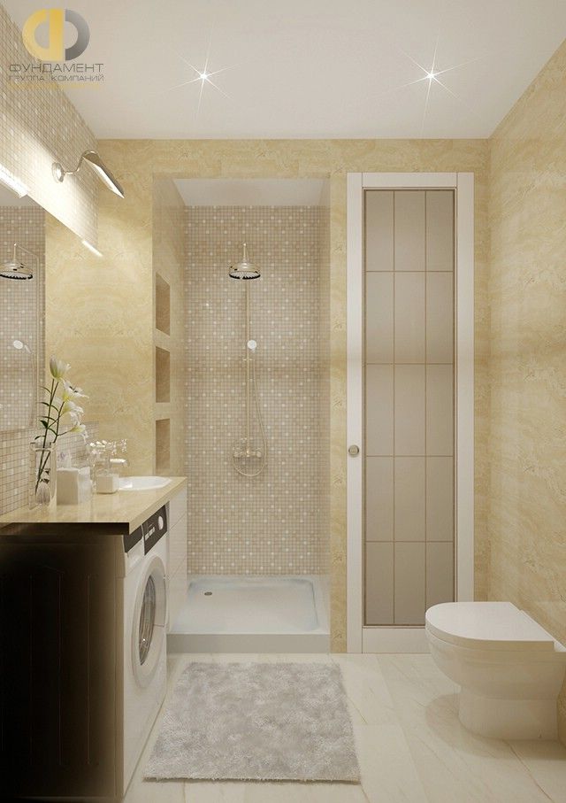 Интерьер трехкомнатной квартиры 107 кв. м в стиле арт-деко. Фото  ванной ванной