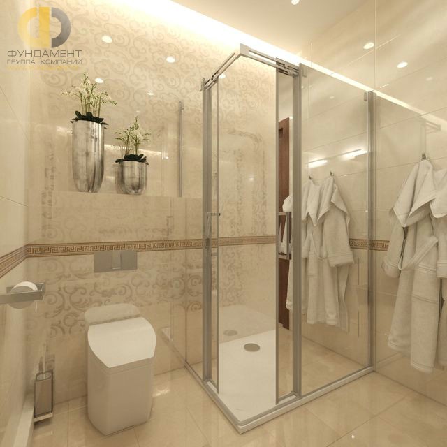Современные идеи в дизайне ванной комнаты в кремовых тонах. Фото 2016