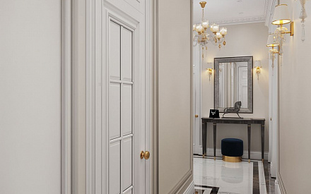 Дизайн интерьера коридора в двухкомнатной квартире 82 кв.м в классическом стиле4