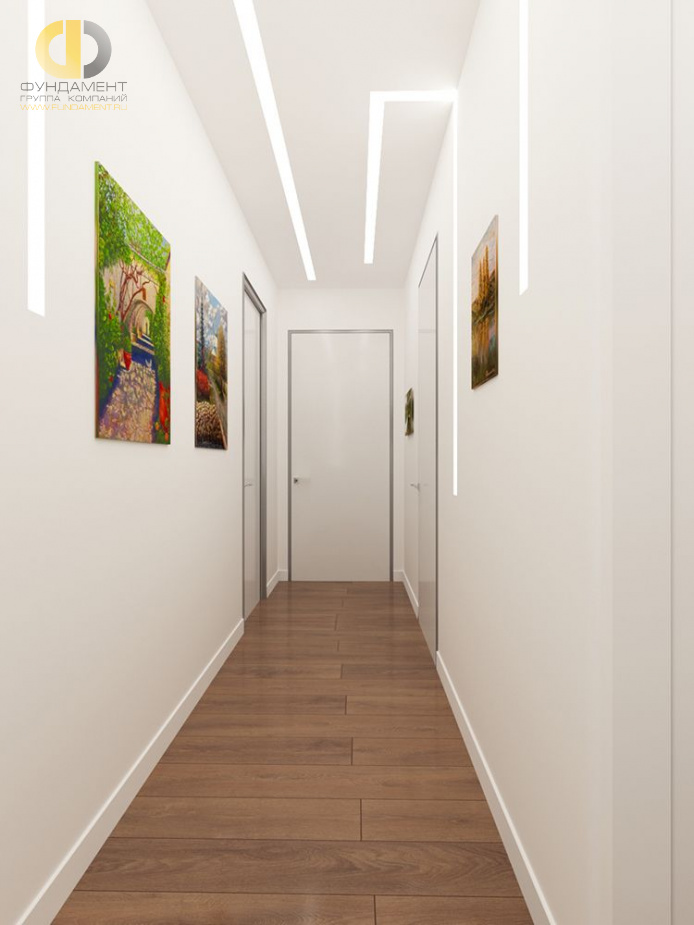 Дизайн интерьера коридора в трёхкомнатной квартире 125 кв.м в современном стиле1