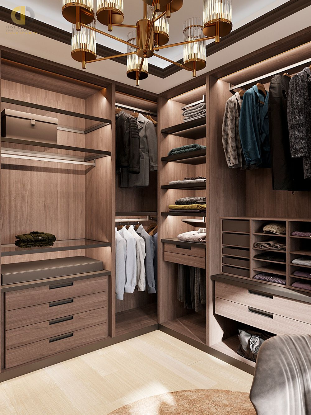 Дизайн гардероба в коричневом цвете - фото