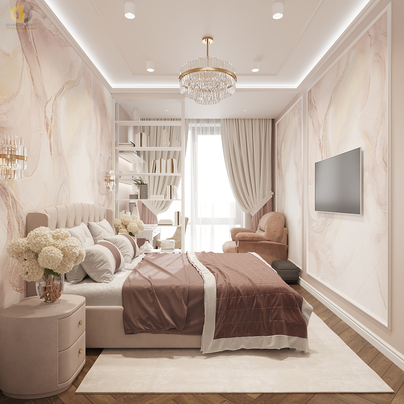 Дизайн спальни в стиле классическом – фото 136