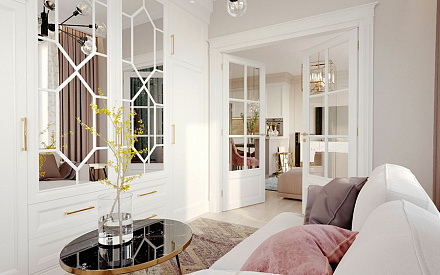 Дизайн интерьера гардероба в двухкомнатной квартире 66 кв.м в стиле современная классика10