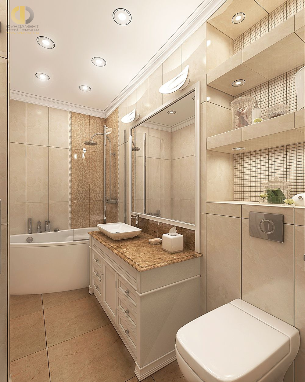 Дизайн ванной в классическом стиле – фото 1712