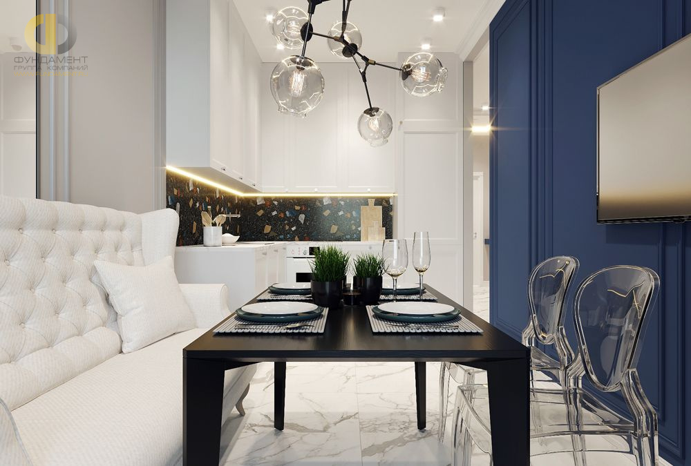 Дизайн интерьера кухни в двухкомнатной квартире 47 кв.м в стиле современная классика4