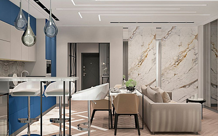 Дизайн интерьера гостиной в трёхкомнатной квартире 85 кв.м в современном стиле14