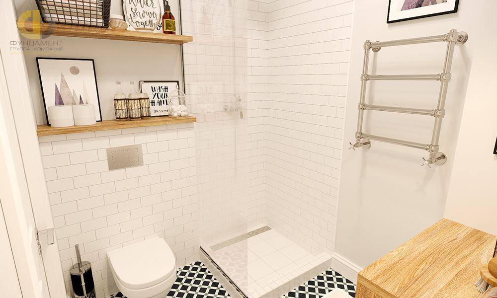 Дизайн интерьера ванной в 5-комнатной квартире 123 кв.м в скандинавском стиле