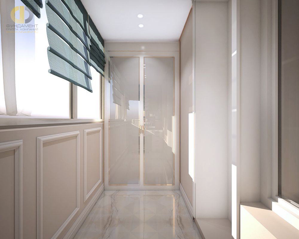 Дизайн интерьера балкона в четырёхкомнатной квартире 121 кв.м в стиле неоклассика с элементами ар-деко18