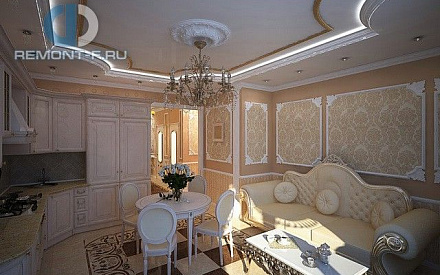 Интерьер кухни в 5-комнатной квартире в классическом стиле Интерьер кухни в 5-комнатной квартире в классическом стиле