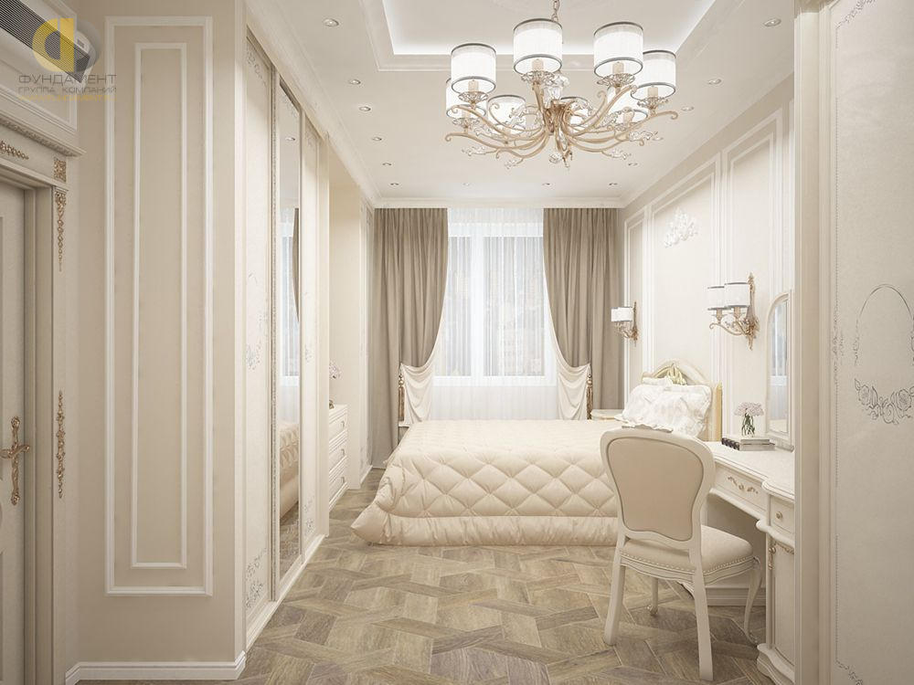 Дизайн интерьера спальни в трёхкомнатной квартире 101 кв. м в стиле классицизм 17