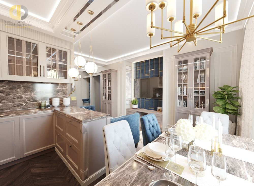 Дизайн интерьера кухни в четырёхкомнатной квартире 89 кв.м в стиле современная классика18