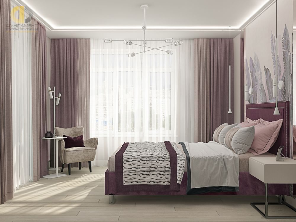 Дизайн интерьера спальни в трёхкомнатной квартире 85 кв.м в современном стиле3