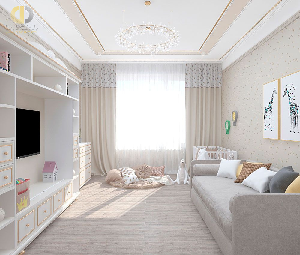 Дизайн интерьера детской в трёхкомнатной квартире 132 кв.м в современном стиле  – фото 862