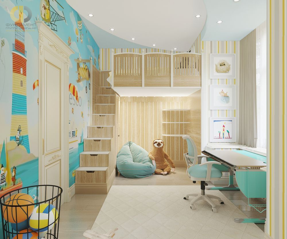 Дизайн интерьера детской в трёхкомнатной квартире 66 кв.м в классическом стиле17