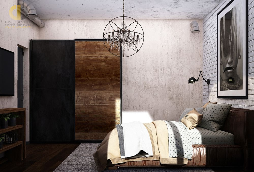 Дизайн спальни в лофт стиле