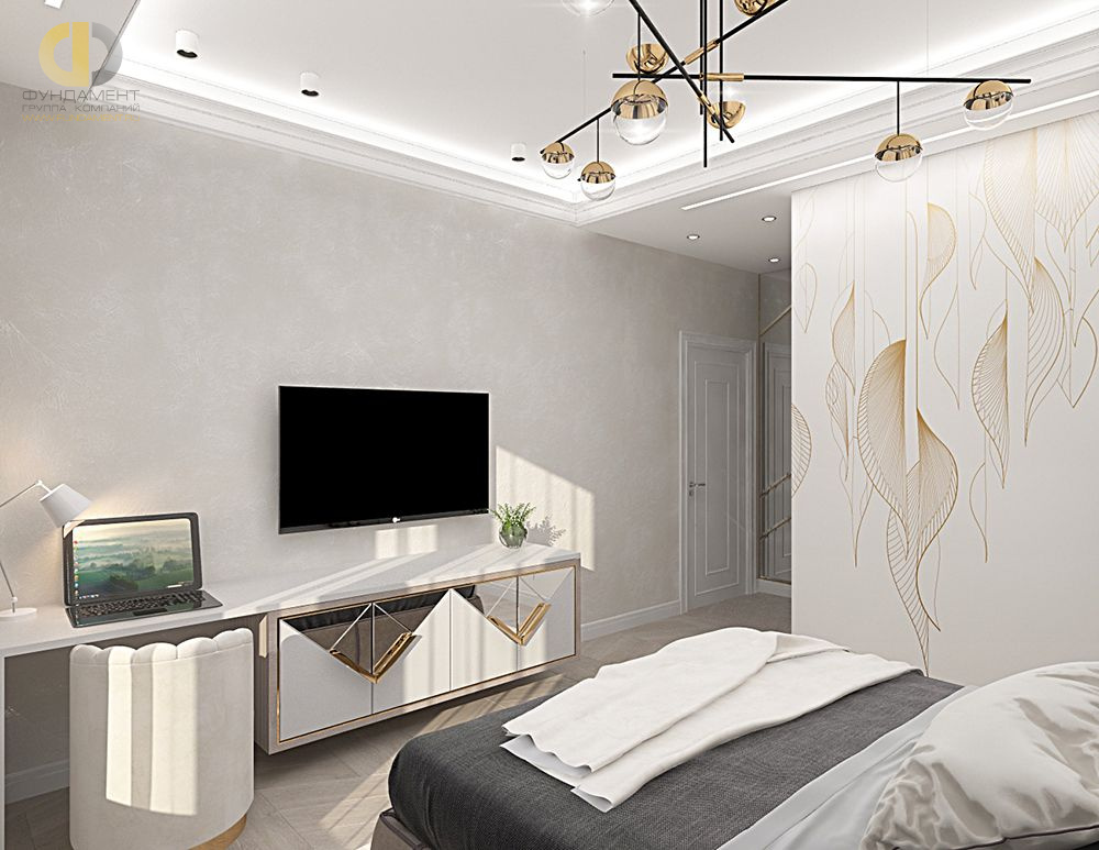 Дизайн интерьера спальни в двухкомнатной квартире 62 кв.м в стиле неоклассика1