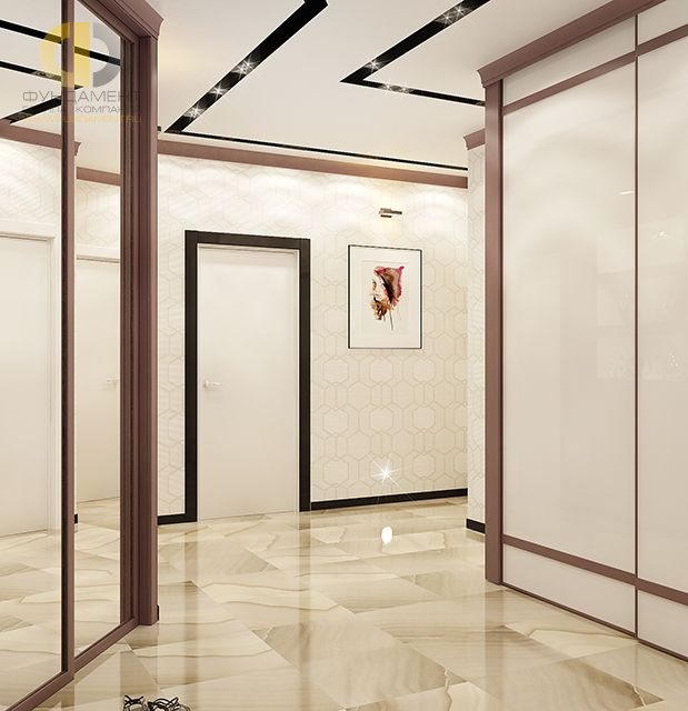 Дизайн коридора в четырехкомнатной квартире 124 кв.м в современном стиле