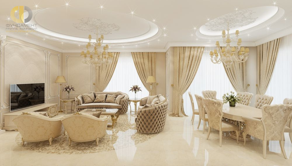 Дизайн гостиной в классическом стиле – фото 1301