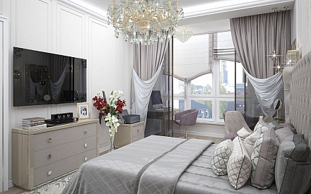 Дизайн интерьера спальни в двухкомнатной квартире 101 кв.м в стиле ар-деко13