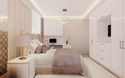 Дизайн интерьера спальни в трёхкомнатной квартире 126 кв.м в стиле неоклассика19