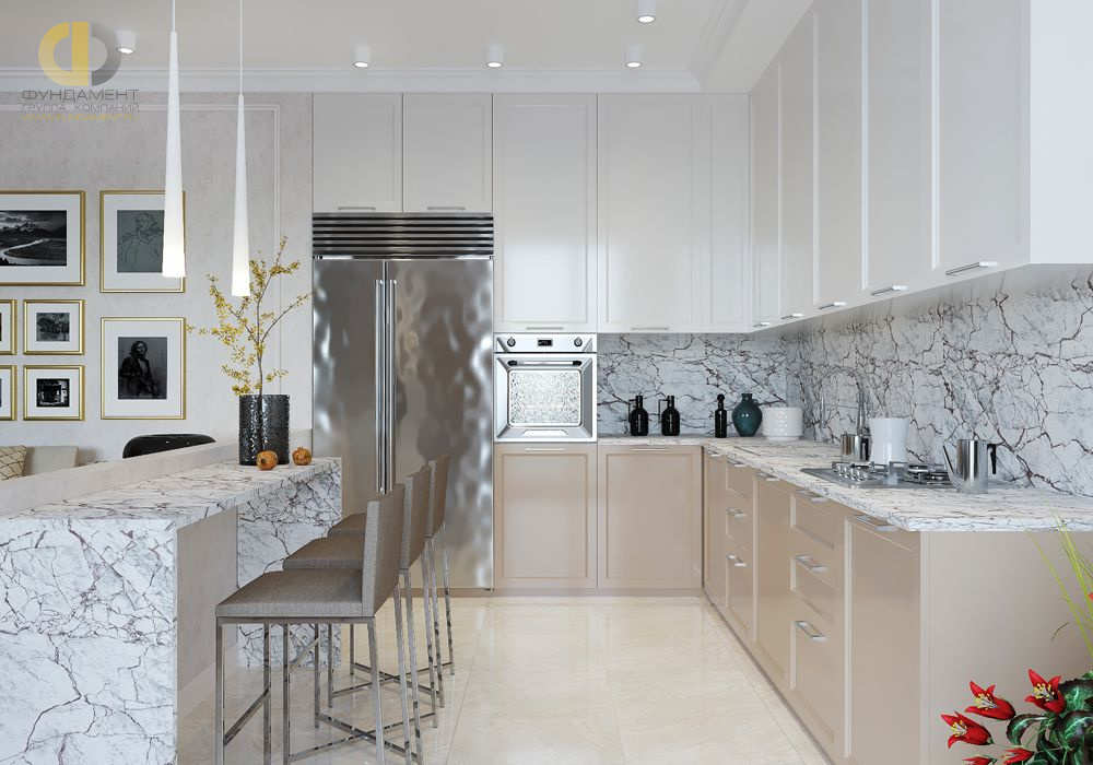 Дизайн интерьера кухни в трёхкомнатной квартире 102 кв.м в стиле современная классика – фото 868