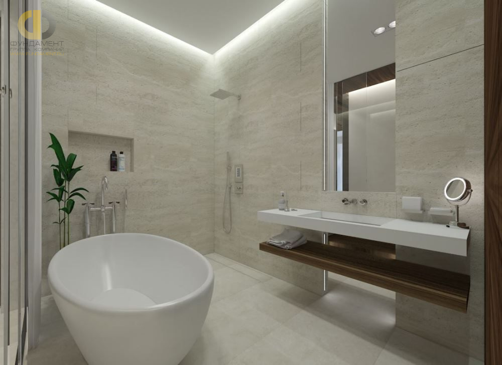 Дизайн ванной в квартире-студии 101 кв. м в стиле минимализм