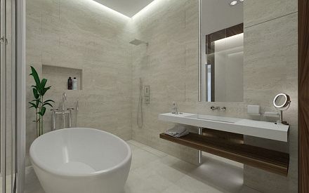 Дизайн ванной в квартире-студии 101 кв. м в стиле минимализм