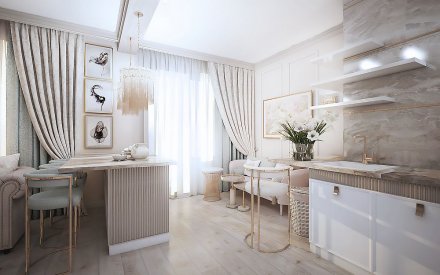 Дизайн интерьера однокомнатной квартиры в Москве