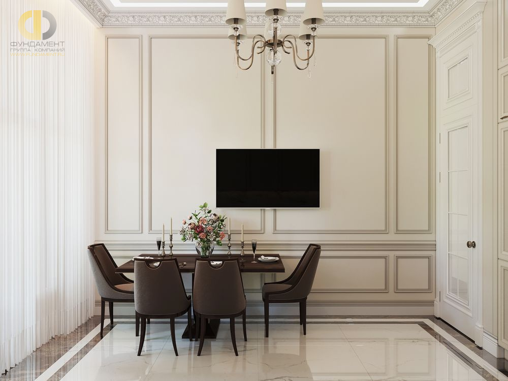 Дизайн интерьера кухни в двухкомнатной квартире 82 кв.м в классическом стиле6