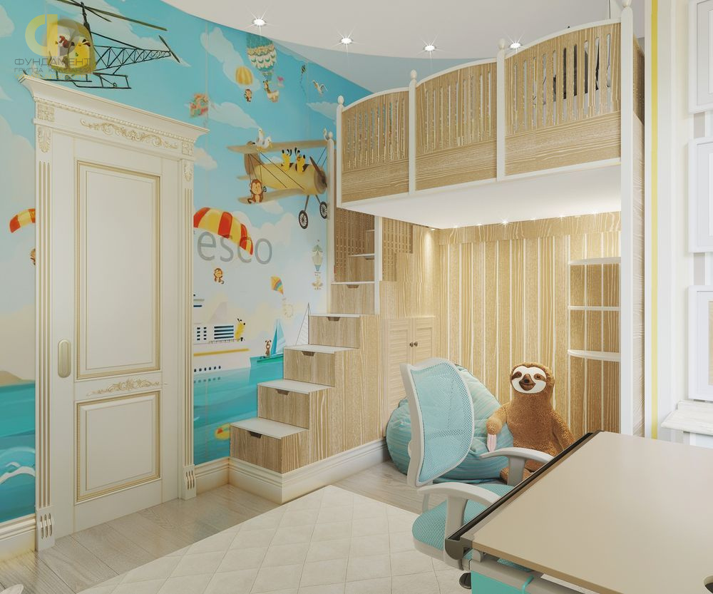 Дизайн интерьера детской в трёхкомнатной квартире 66 кв.м в классическом стиле1