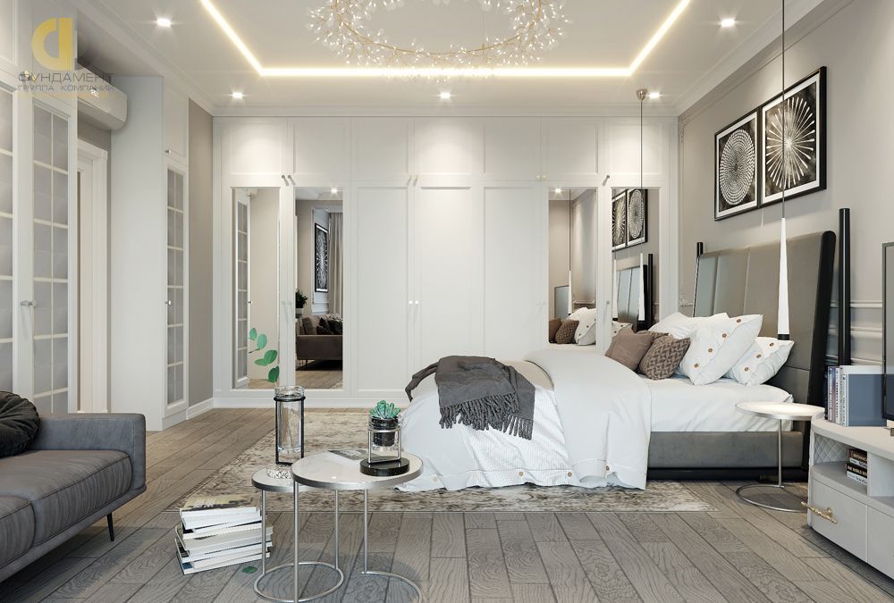 Дизайн интерьера спальни в двухкомнатной квартире 50 кв.м в стиле неоклассика6