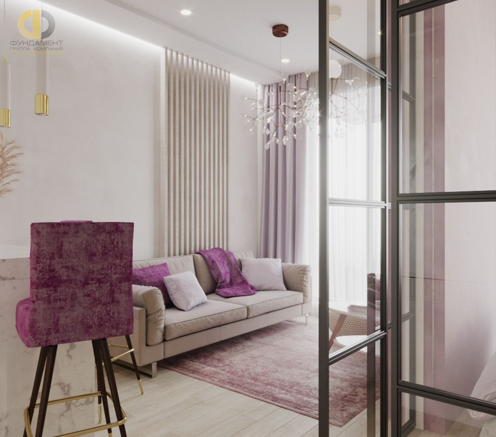 Дизайн интерьера гостиной в двухкомнатной квартире 37 кв.м в стиле ар-деко7
