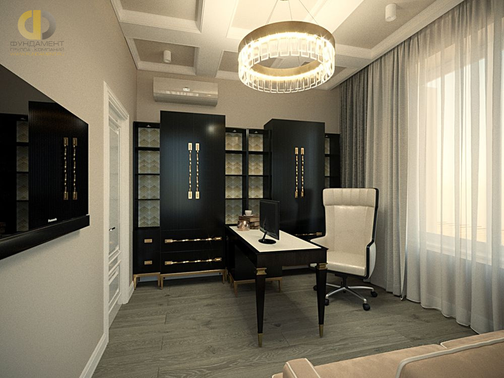 Дизайн интерьера кабинета в четырёхкомнатной квартире 117 кв.м в стиле неоклассика10