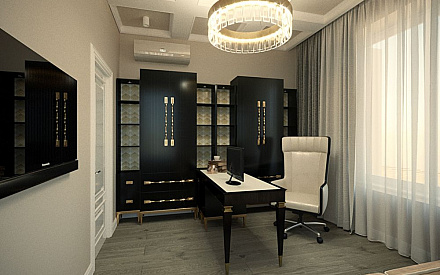 Дизайн интерьера кабинета в четырёхкомнатной квартире 117 кв.м в стиле неоклассика10