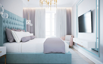 Дизайн интерьера спальни в двухкомнатной квартире 66 кв.м в стиле современная классика7