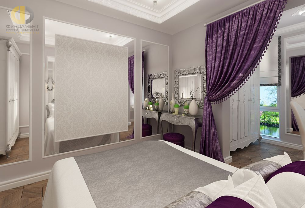 Дизайн спальни в фиолетовом цвете - фото