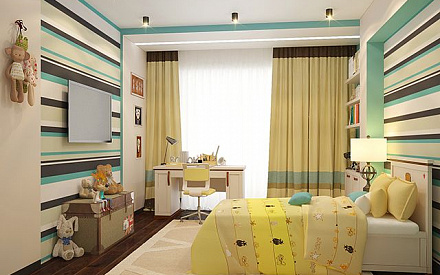 Дизайн детской в четырехкомнатной квартире 124 кв.м в современном стиле