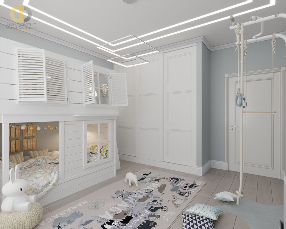Дизайн интерьера детской в четырёхкомнатной квартире 134 кв.м в стиле современная классика15