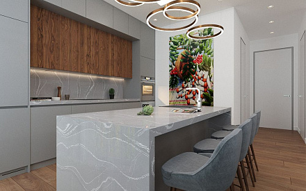 Дизайн интерьера кухни в трёхкомнатной квартире 125 кв.м в современном стиле13
