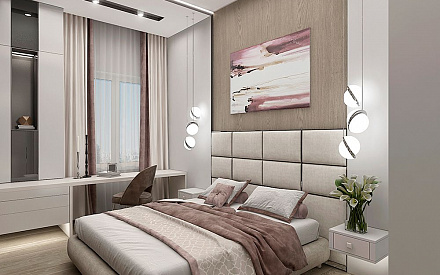 Дизайн интерьера спальни в 3-комнатной квартире 100 кв. м в современном стиле