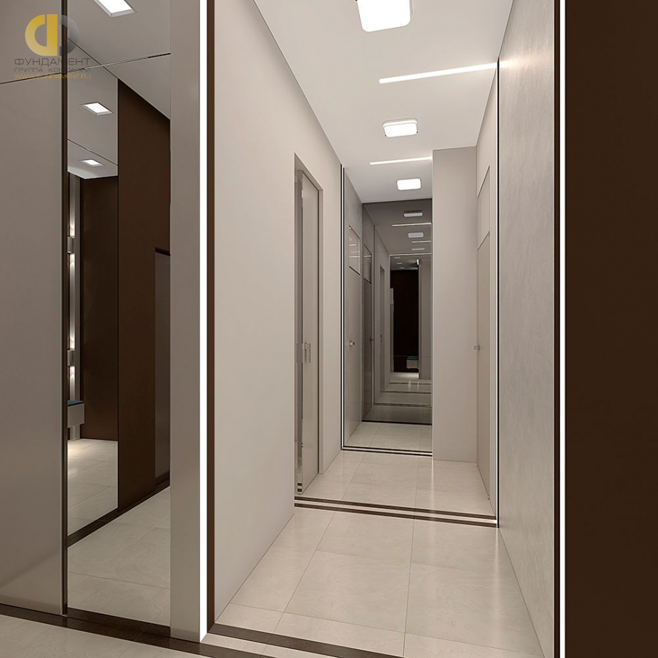 Дизайн интерьера коридора в 3-комнатной квартире 100 кв. м в современном стиле