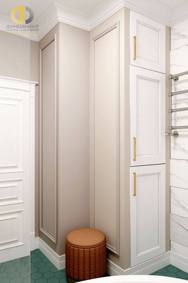 Дизайн интерьера ванной в двухкомнатной квартире 66 кв.м в стиле современная классика3