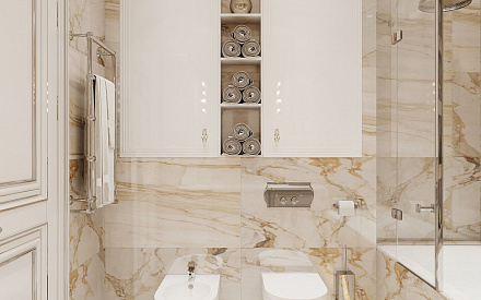 Дизайн интерьера ванной в четырёхкомнатной квартире 132 кв.м в классическом стиле6